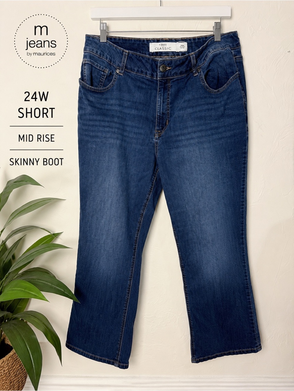 Maurices m jeans Classic 24W Short Mid Rise Slim Boot Jeans Plus Size